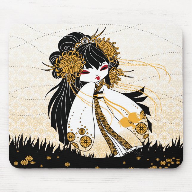 kokeshi chrysanthème mouse mat (Front)