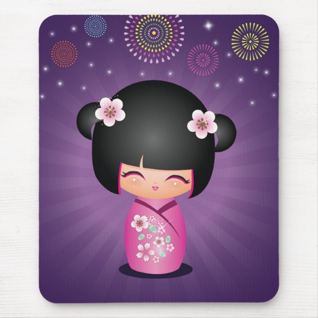 Kokeshi Cutie fireworks Mousepad (Front)