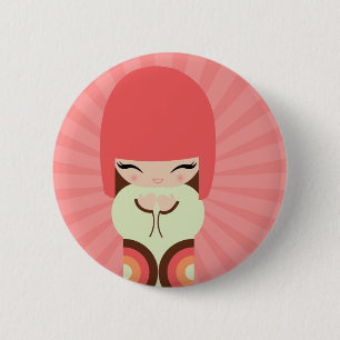 kokeshi doll 6 cm round badge