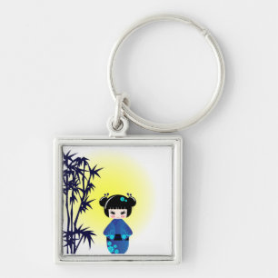 Kokeshi doll and bamboo key ring