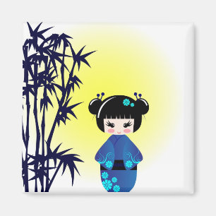Kokeshi doll and bamboo magnet