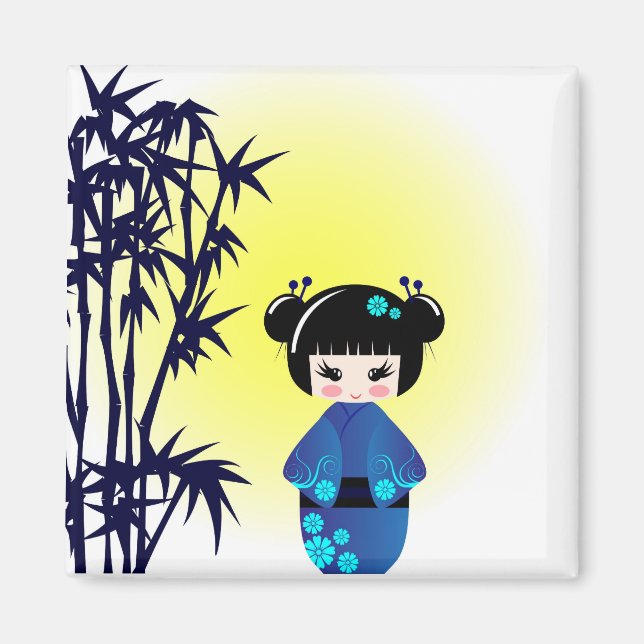 Kokeshi doll and bamboo magnet (Front)