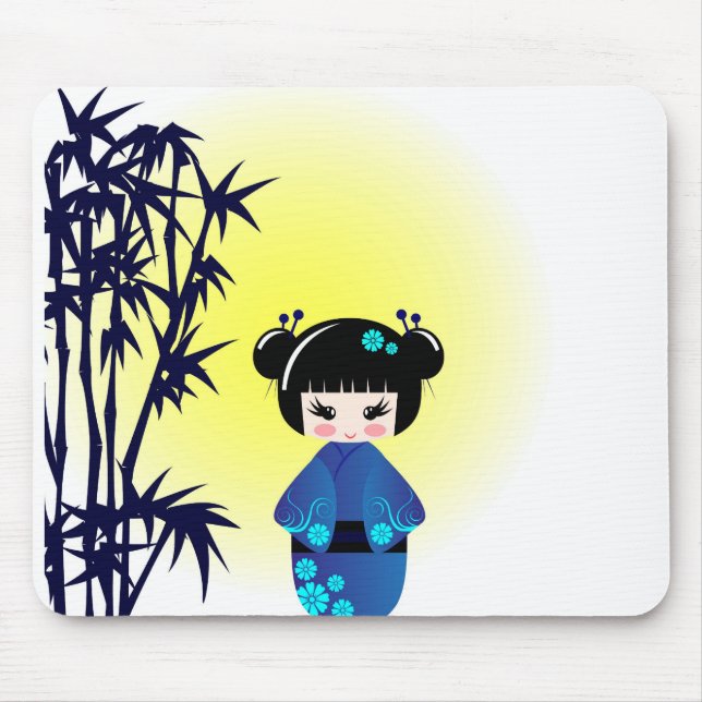 Kokeshi doll and bamboo mouse mat (Front)