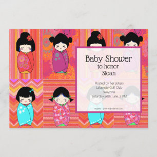 Kokeshi Doll Baby Shower Invitation
