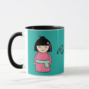 Kokeshi Doll Black 11 oz Combo Mug