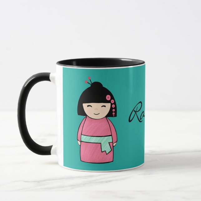 Kokeshi Doll Black 11 oz Combo Mug (Left)