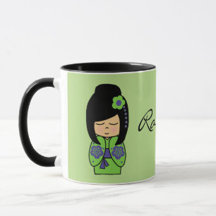 Kokeshi Doll Black  Mug