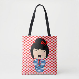Kokeshi Doll Blue  Tote Bag