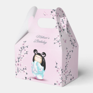 Kokeshi Doll Cherry Blossom Dusty Pink Favour Box
