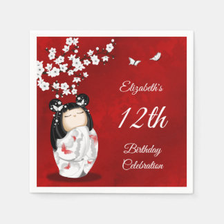 Kokeshi Doll Cherry Blossom | Girl´s Birthday Napk Napkin