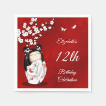 Kokeshi Doll Cherry Blossom | Girl´s Birthday Napk