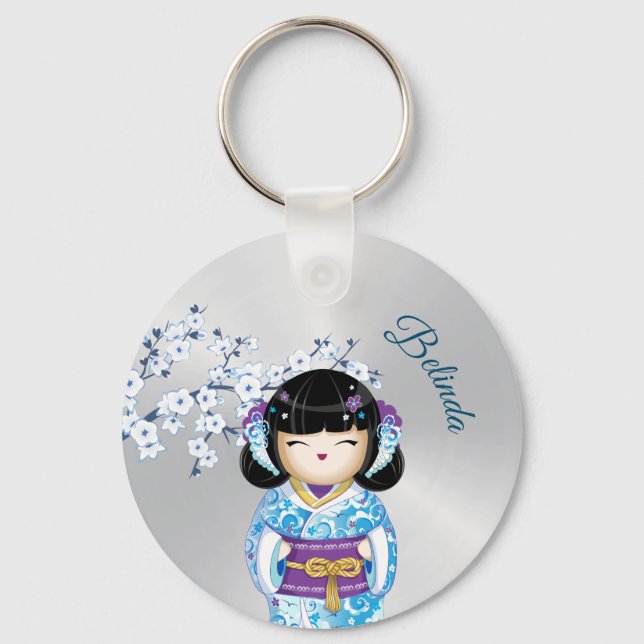 Kokeshi Doll Cherry Blossom Girl´s Name  Key Ring (Front)