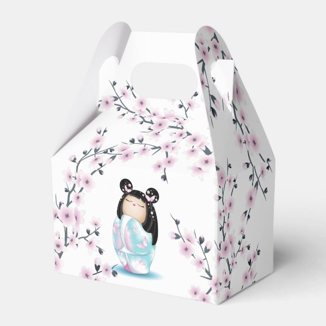 Kokeshi Doll Cherry Blossoms  Favour Box (Front Side)