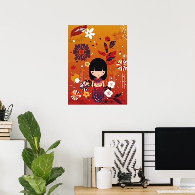Kokeshi Doll Forest Poster (Home Office)