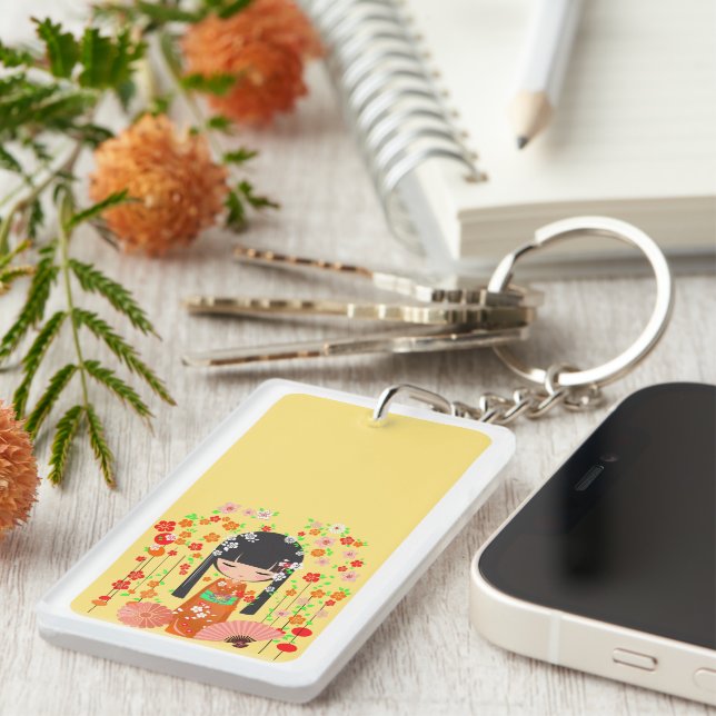 Kokeshi Doll Garden Key Ring (Front Right)