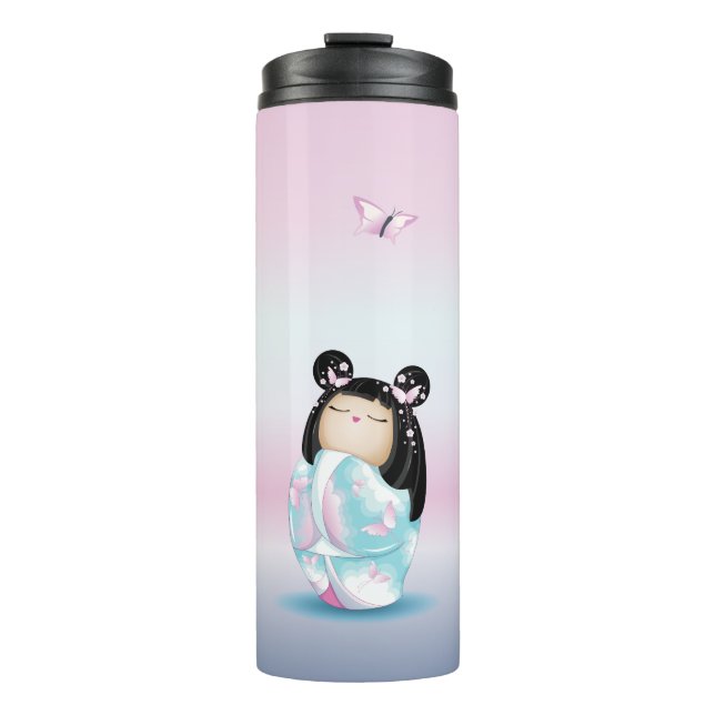 Kokeshi Doll Japanese Chibi Art Style Thermal Tumbler (Front)