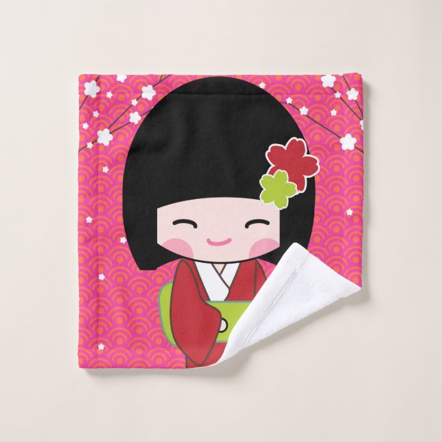 Kokeshi Doll kawaii Wash Cloth  (Wash Cloth)