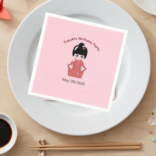 Kokeshi Doll - personalised birthday Napkin