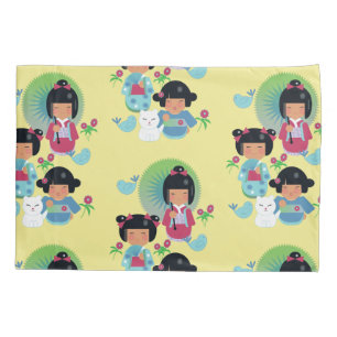 Kokeshi Doll Pillowcase for Girls