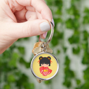 Kokeshi Doll Pink Kimono Key Ring