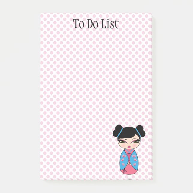 Kokeshi Doll Pink Post-it® Notes 4 x 6 (Front)