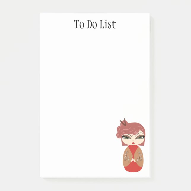 Kokeshi Doll Red 3" x 3" Post-it® Notes (Front)