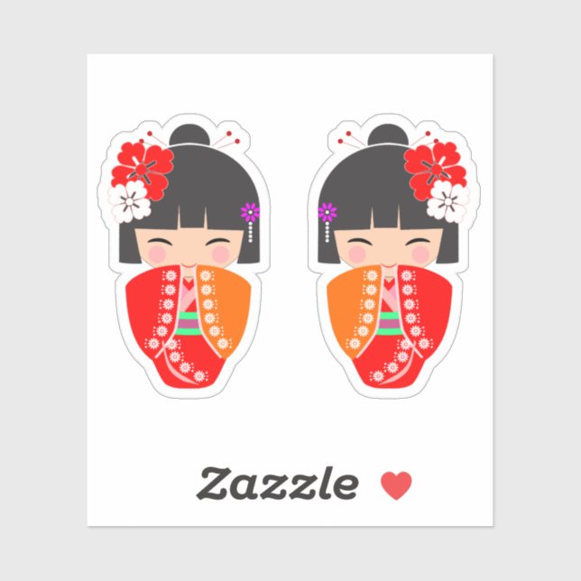 Kokeshi Doll Red Kimono (Sheet)