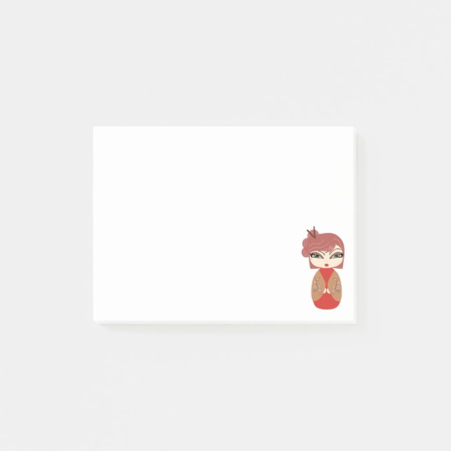 Kokeshi Doll Red Post-it® Notes 4 x 3 (Front)