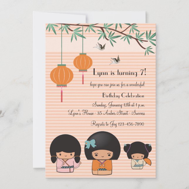 Kokeshi Dolls Invitation (Front)