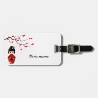 Kokeshi dolls luggage tag