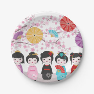 Kokeshi Dolls Paper Plate