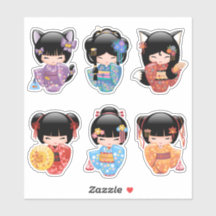 Kokeshi Dolls Set 2 - Japanese Kimono Geisha Girls