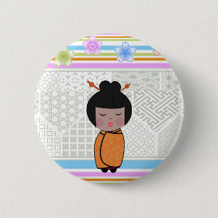 kokeshi dragonflies 6 cm round badge