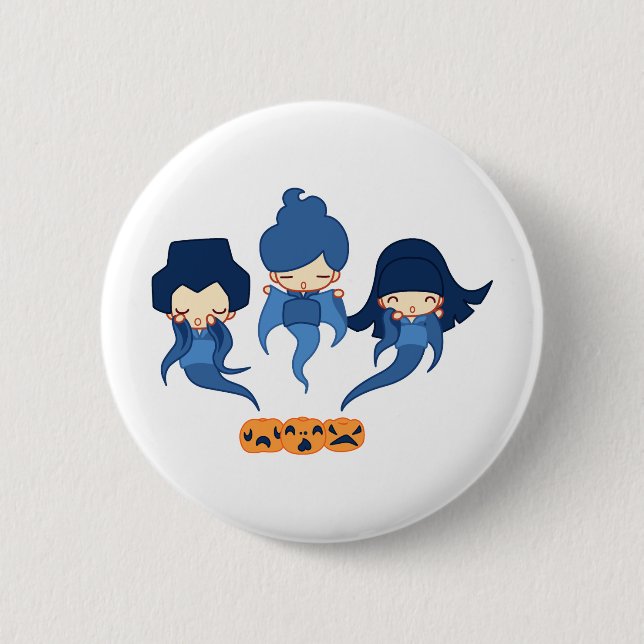 Kokeshi ghosts 6 cm round badge (Front)