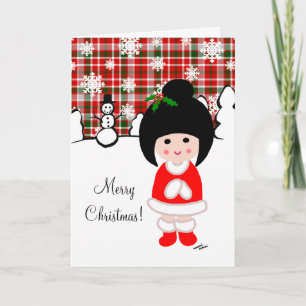 Kokeshi Girl Christmas Holiday Card