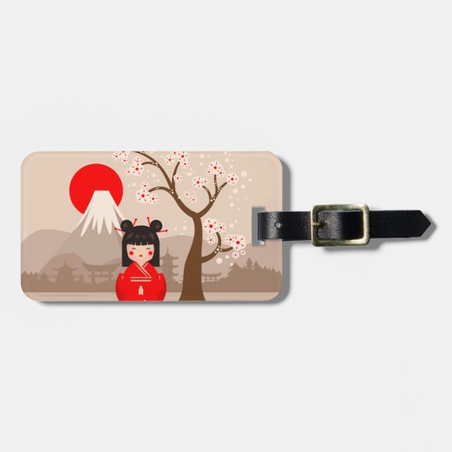 Kokeshi - Japanese Doll Luggage Tag (Front Horizontal)