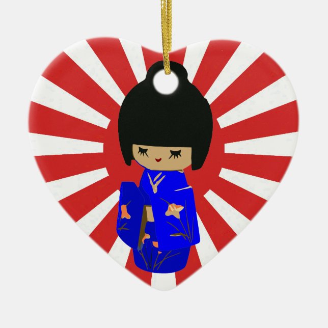 Kokeshi kawaii customisable text pendant ornament (Front)