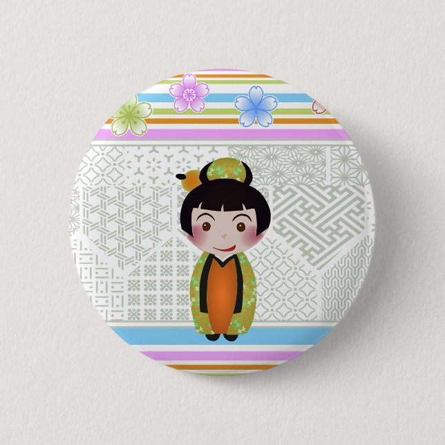 kokeshi noshi 6 cm round badge (Front)