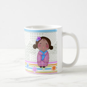 kokeshi sakura coffee mug