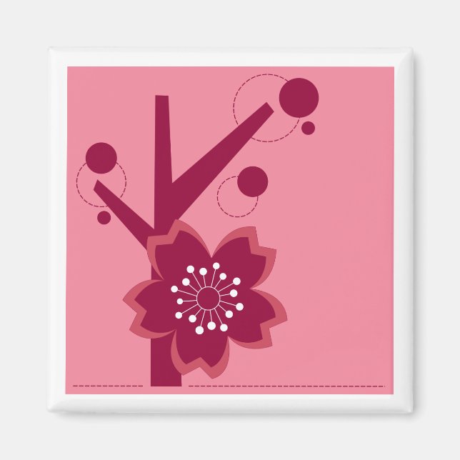 Kokeshi Sakura Kimono Design Magnet (Front)