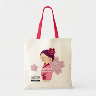 Kokeshi Sakura Tote Bag