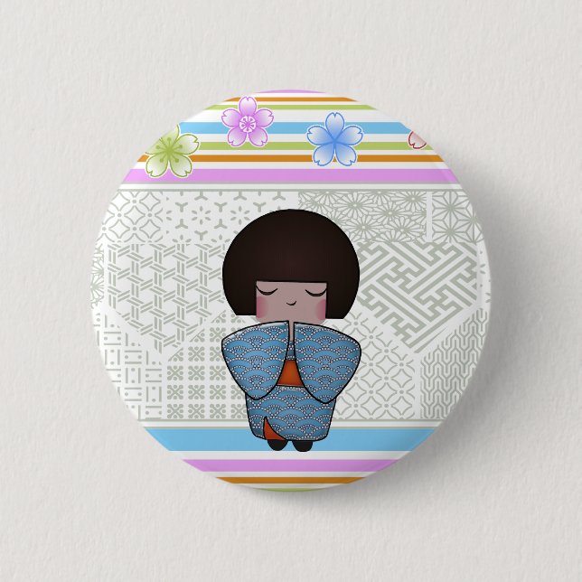 kokeshi seigai 6 cm round badge (Front)
