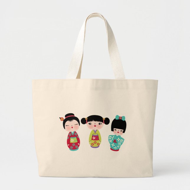 kokeshi trio large tote bag (Front)