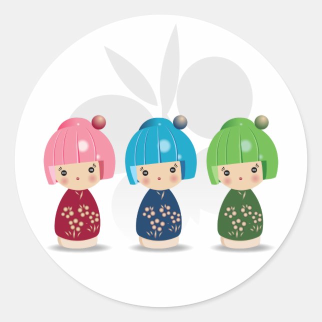 Kokeshi Triplets Sticker (Front)