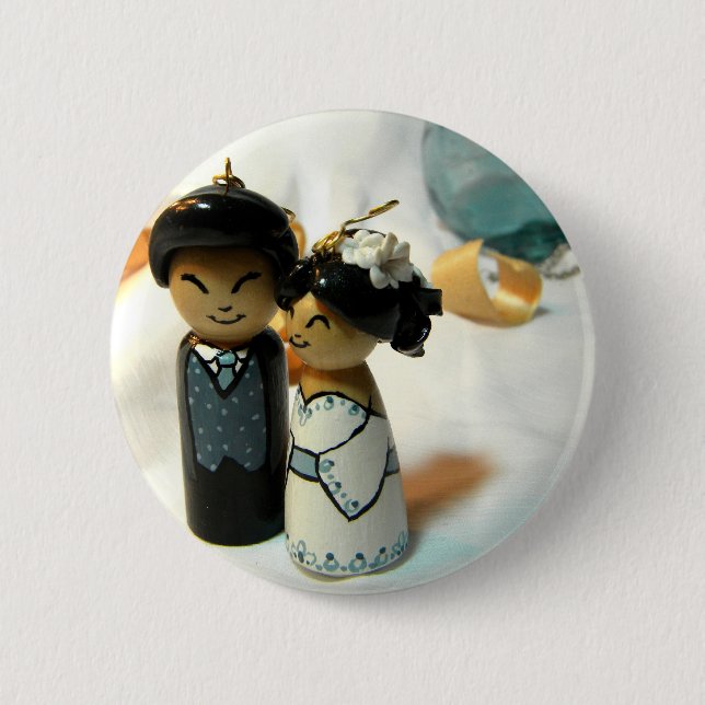 Kokeshi Wedding I 6 Cm Round Badge (Front)