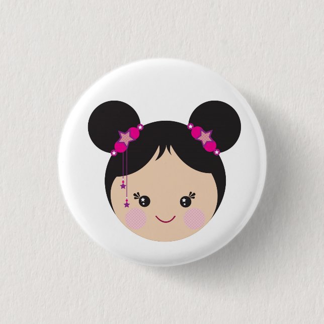 Kokeshi with Buns Pin (Front)