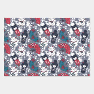 Kokeshi Wrapping Paper Sheet