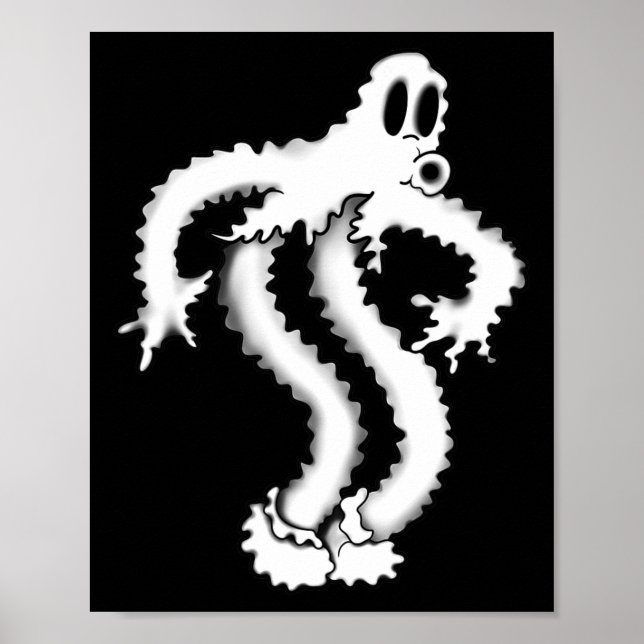 Koko The Clown Ghost Shaky Spooky Blackwork  Poster (Front)