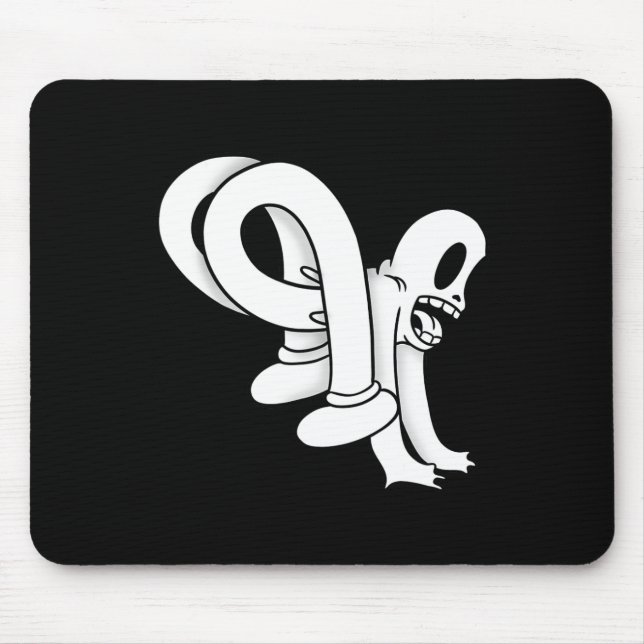Koko The Clown Ghost Twisty Blackwork  Mouse Mat (Front)