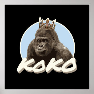Koko The Gorilla Wearing Crown Poster